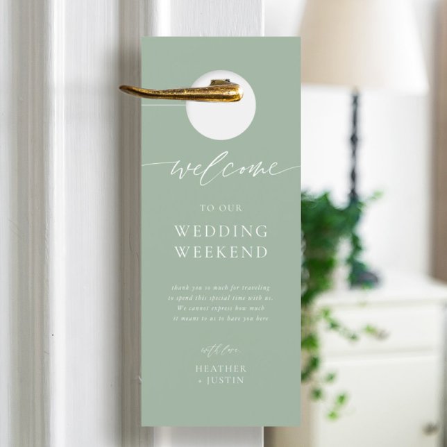 Aviso De Porta Não Incomodar Sage Green Weding Hotel (Criador carregado)