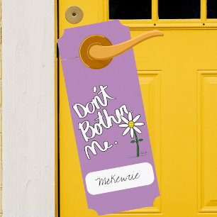 Aviso De Porta Não me incomode margarida Lavanda