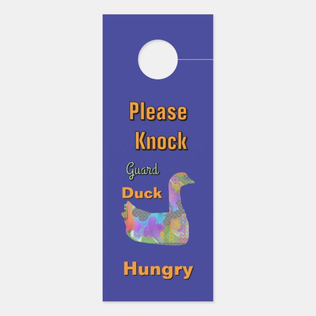 Aviso De Porta Não Perturbe /Por Favor Bater/ Pato Guarda Azul (Verso)