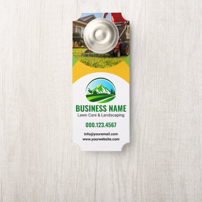 Aviso De Porta Negócios de Remerguimento de Paisagem Verde Amarel (Na maçaneta)