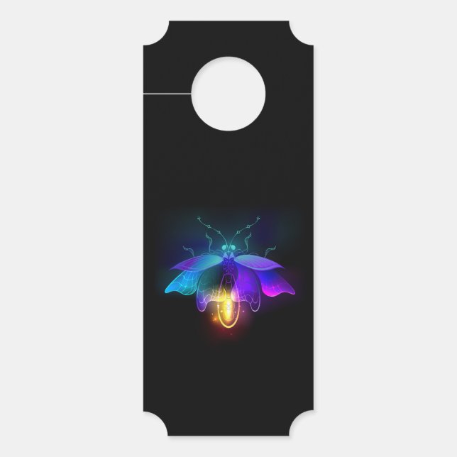 Aviso De Porta Neon Firefly a preto (Frente)