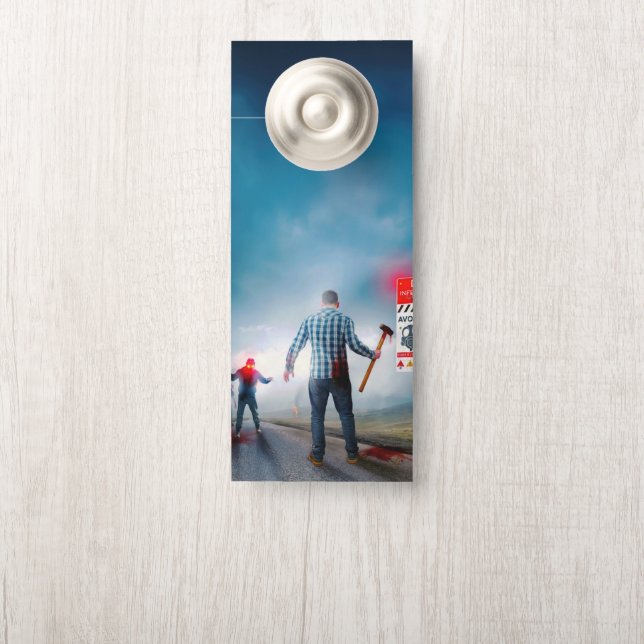 Aviso De Porta O feliz Dia das Bruxas de SlipperyJoe brilha zumbi (Na maçaneta)