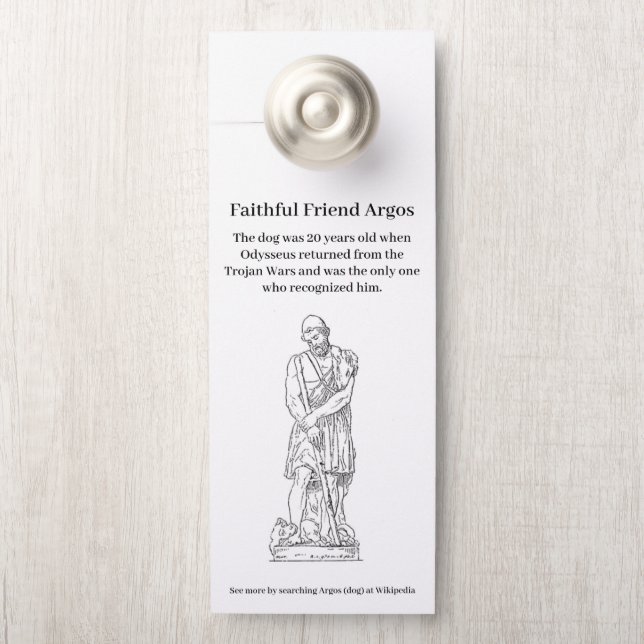 Aviso De Porta Odisseia Grega de Homero Argos o Cão (Na maçaneta)