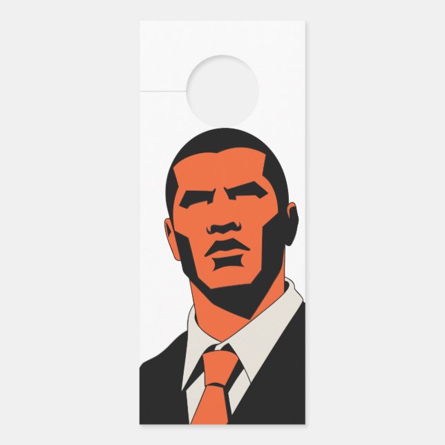 Aviso De Porta Olhar de homem misterioso (Frente)