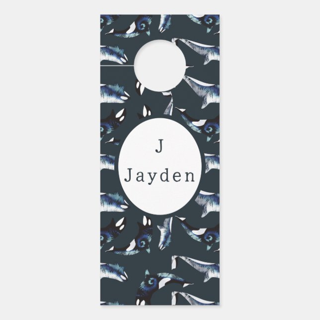 Aviso De Porta Orca Baby Boy Teal (Frente)