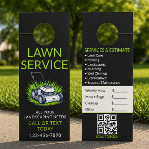 Aviso De Porta Orçamento de cotação QR Black Green Lawn Care
