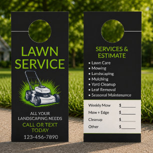 Aviso De Porta Orçamento de Manutenção de Jardim Preto Verde