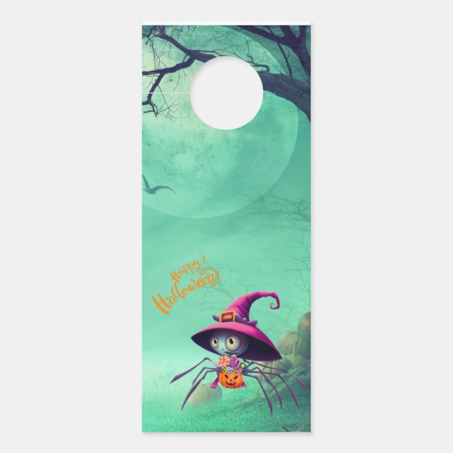Aviso De Porta Outono/aranha/bruxa/halloween (Frente)