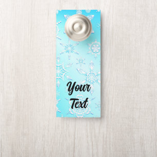 Aviso De Porta Padrão Crystal Snowflakes