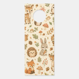 Aviso De Porta Padrão de aquarela de animais da floresta de madei