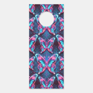 Aviso De Porta Padrão de borboleta neon