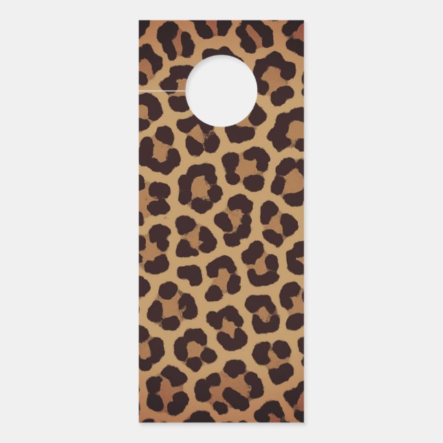 Aviso De Porta Padrão de Estampa de Leopardo (Frente)