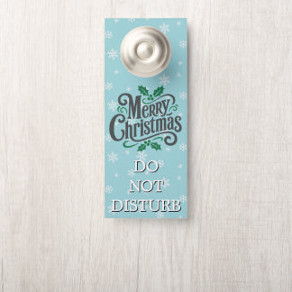 Aviso De Porta Padrão de Floco de Neve Ciano Pessoal Natal