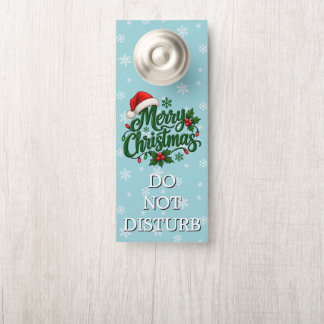 Aviso De Porta Padrão de Floco de Neve Ciano Pessoal Natal