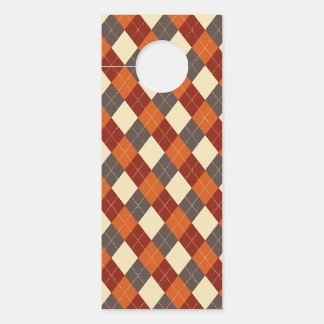 Aviso De Porta Padrão de Gingham de outono (Frente)