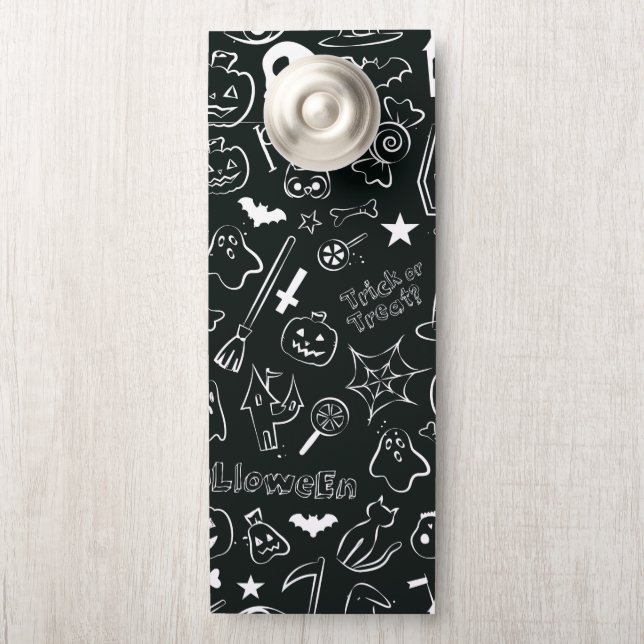Aviso De Porta Padrão de Halloween 1 (Na maçaneta)