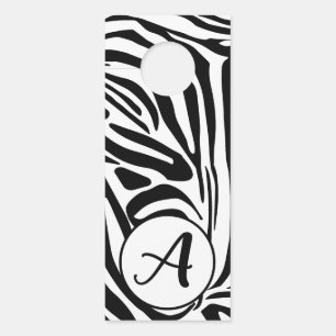 Aviso De Porta Padrão de impressão de zebra preto e branco em neg
