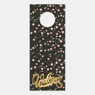 Aviso De Porta Padrão de repetição de flores/tulipas bonitas e be