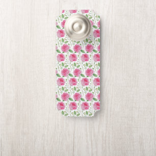 Aviso De Porta Padrão de repetição floral/rosa