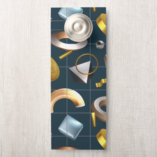 Aviso De Porta Padrão Geométrico 3D (Na maçaneta)