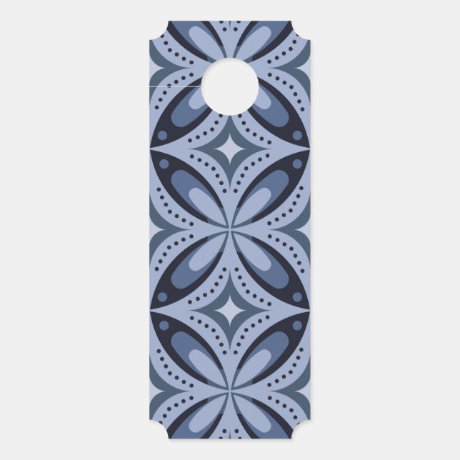 Aviso De Porta Padrão Geométrico Azul Estilo Retro (Frente)
