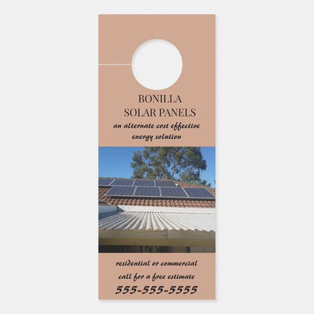 Aviso De Porta Painéis solares editáveis (Frente)