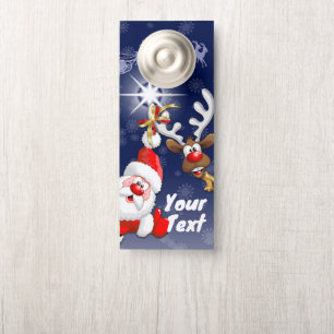 Aviso De Porta Papais noeis e Reindeer Feliz Christmass Happy Car