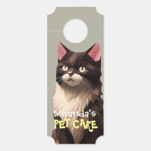 Aviso De Porta Papel Cat Cortado Arte Pet Care Comida Compro Clín