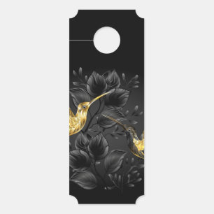Aviso De Porta Pássaro Humino Negro e Dourado
