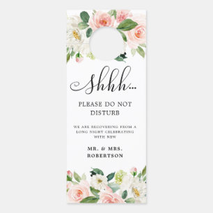 Aviso De Porta Pastel Blush Bonito Floral Rosa Não Incomodar