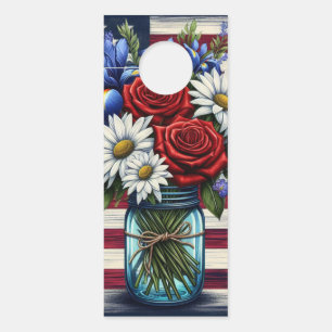 Aviso De Porta Patriótico, floral Americano angustiado