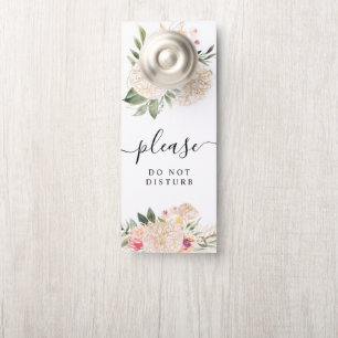 Aviso De Porta Peony e Gold Foil Blooms Door Hanger