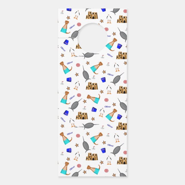 Aviso De Porta Personalize Oliver A Praia Do Verão Mais Tarde (Frente)