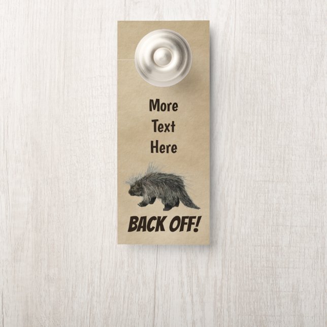 Aviso De Porta Prickly Porky Em Papel Antigo (Na maçaneta)