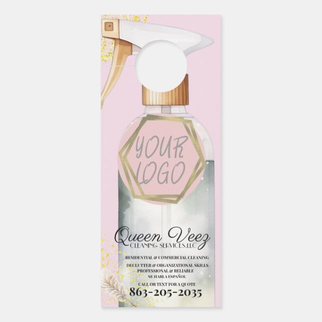 Aviso De Porta Professional Cleaning Services Girly Waterbottle (Frente)