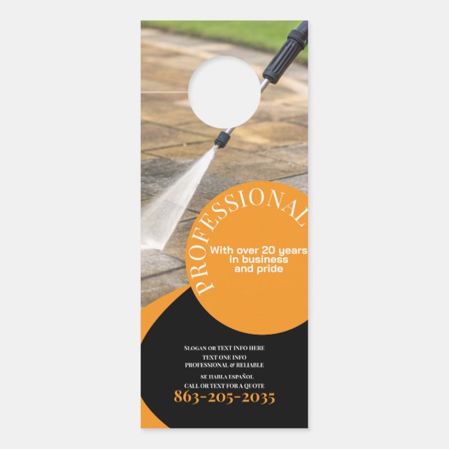 Aviso De Porta Professional Pressure Washing Orange Black (Frente)