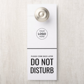 Aviso De Porta Profissional Preto e Branco Simples Não Perturbe