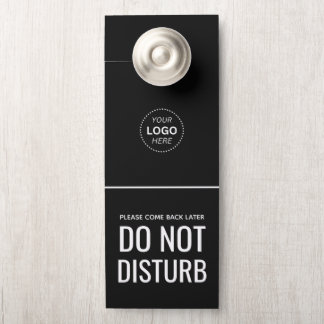 Aviso De Porta Profissional Preto e Branco Simples Não Perturbe