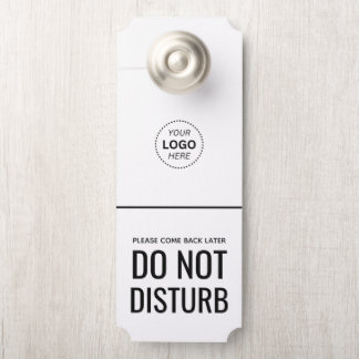 Aviso De Porta Profissional Preto e Branco Simples Não Perturbe