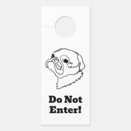 Aviso De Porta Pug de Arte de Linha Personalizável