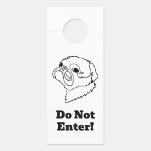 Aviso De Porta Pug de Arte de Linha Personalizável