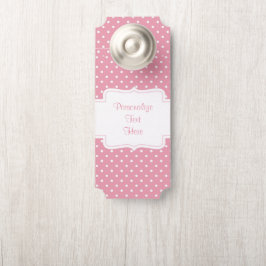 Aviso De Porta Quarto Vintage com Bolinhas Rosa e Bonito