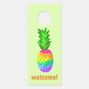 Aviso De Porta Rainbow Pineapple Door Hanger