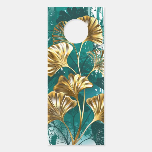 Aviso De Porta Ramificação com Ouro deixa Ginko Biloba (Frente)