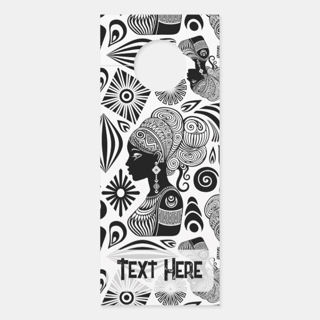 Aviso De Porta Rapariga africana Retrato Tribal Tatuagem (Frente)