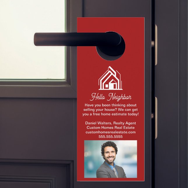 Aviso De Porta Red Real Estate Company Advertising Realtor (Criador carregado)