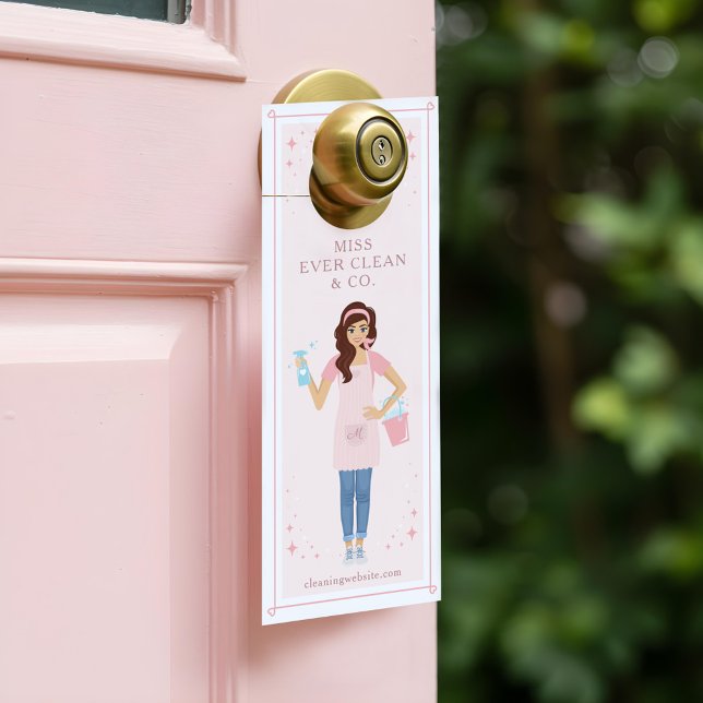 Aviso De Porta Referral Maid & House Clearing Woman (Referral Maid & House Cleaning Woman Door Hanger)