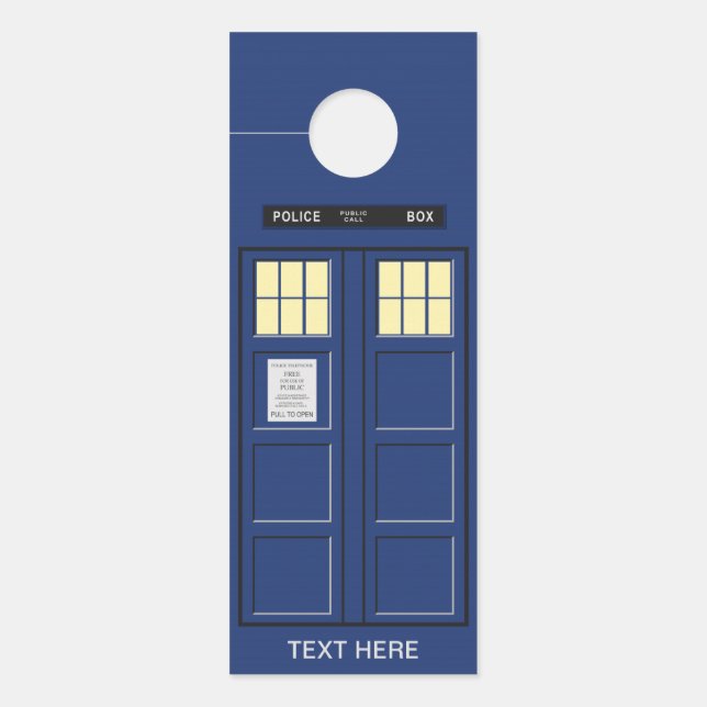 Aviso De Porta Reino Unido - Blue Police Call Box 1 (Frente)