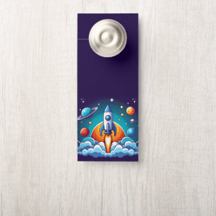 Aviso De Porta Retro, foguete espacial