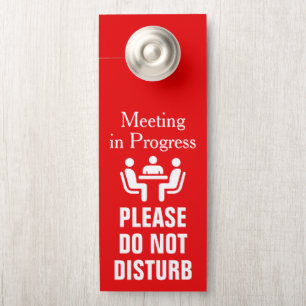 Aviso De Porta Reunião Profissional de Negócios em Andamento